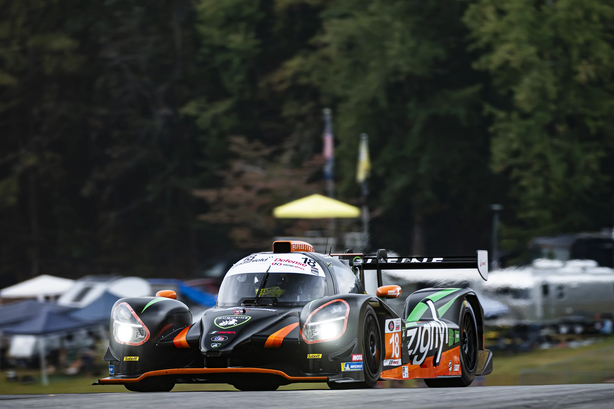 The No. 18 Duqueine D09 cresting the track at Road Atlanta